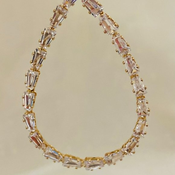 💖 Tear Drop Baguettes Earrings /E56 - Picture 2 of 3